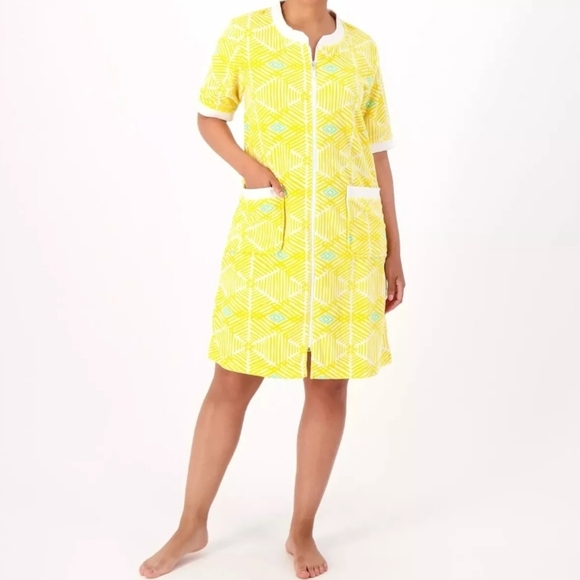 Stan Herman Other - Stan Herman  Coastal Mosaic Ripples Zip Lounge/ Robe Dress Sunshine Size Small